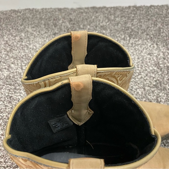 Dingo Valerie Paisley Tan Western Booties Floral Tooled Leather Women’s 9 - Picture 6 of 8